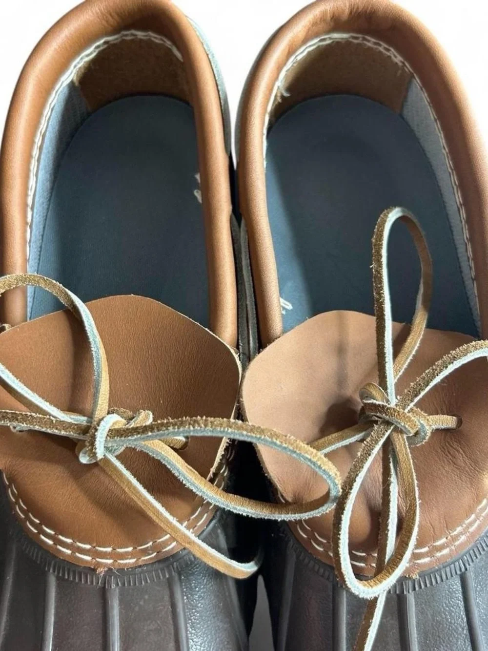 L.L. Bean Brown & Tan Waterproof Duck Shoes with Yellow Sole Iconic Classic